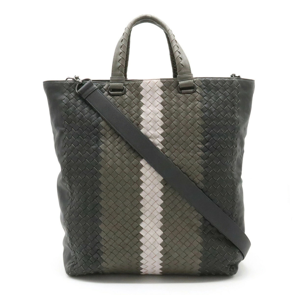 BOTTEGA VENETA Intrecciato Club Fum Tote Bag Shoulder Leather Gray